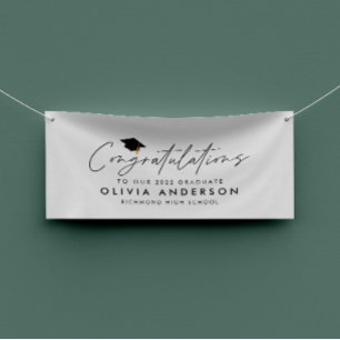 Afstuderen feliciteert eenvoudig modern script spandoek