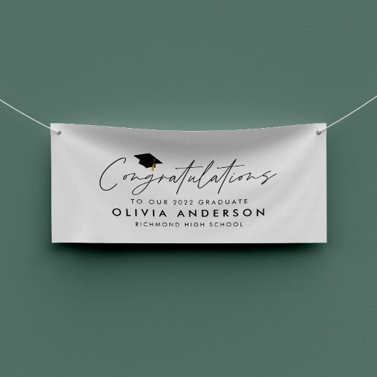 Afstuderen feliciteert eenvoudig modern script spandoek