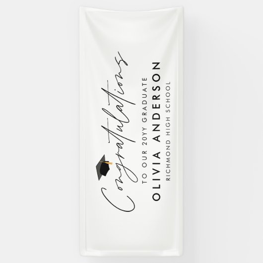 Afstuderen feliciteert eenvoudig modern script spandoek (Verticaal)