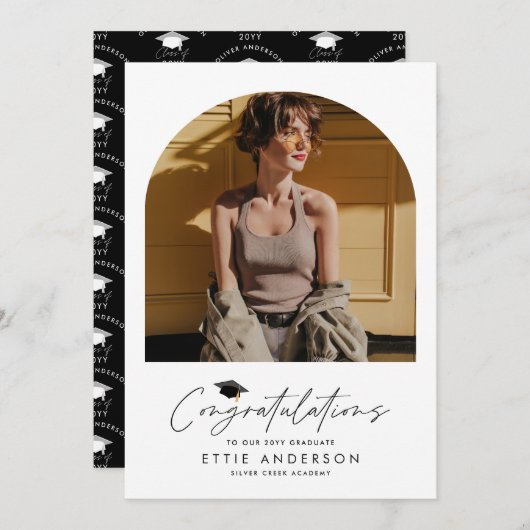 Afstuderen feliciteert eenvoudige moderne foto kaart (Voorkant / Achterkant)