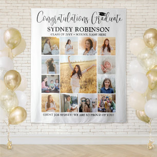 Afstuderen feliciteert grote fotocollage achtergro wandkleed