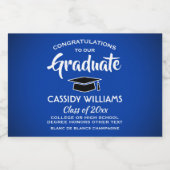 Afstuderen feliciteert Royal Blue & White Mini Spl Sparkling Wijnetiket (Enkel label)