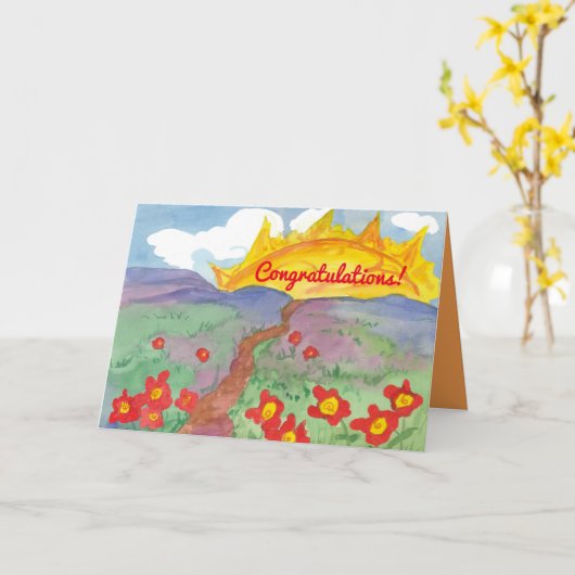 Afstuderen feliciteert Sunshine Horizon Kaart (Gele Bloem)