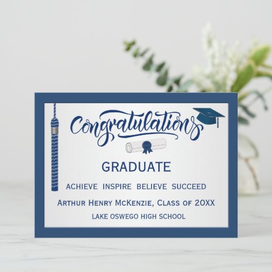 Afstuderen feliciteert Tassel Blue Kaart (Staand voorkant)