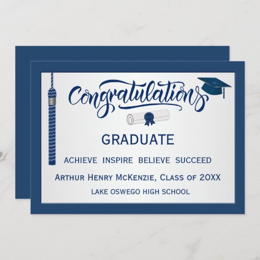 Afstuderen feliciteert Tassel Blue Kaart (Voorkant / Achterkant)