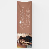 Afstuderen feliciteert terracotta met moderne foto spandoek (Verticaal)