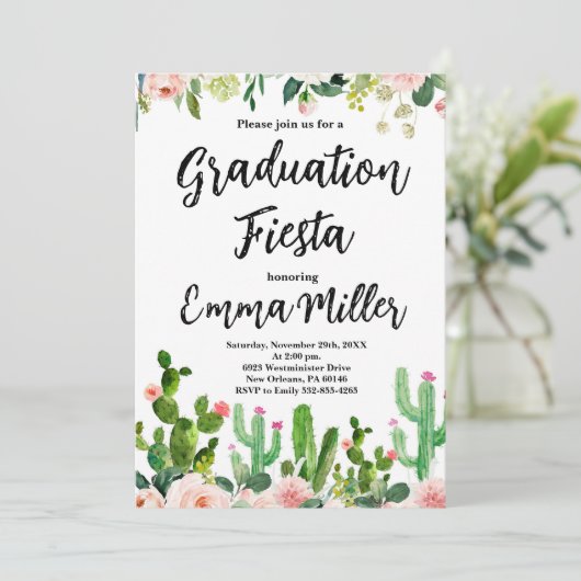 Afstuderen Fiesta Cactus Kaart (Staand voorkant)