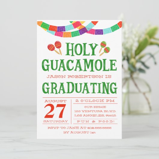 AFSTUDEREN FIESTA INVITATIE KAART (Staand voorkant)