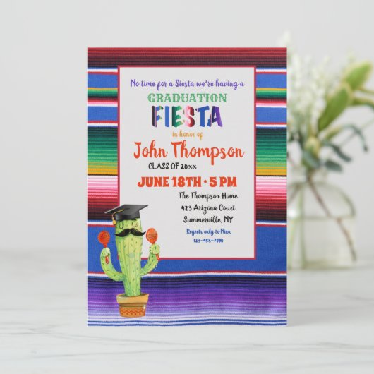 Afstuderen Fiesta met Pet uitnodiging (Staand voorkant)