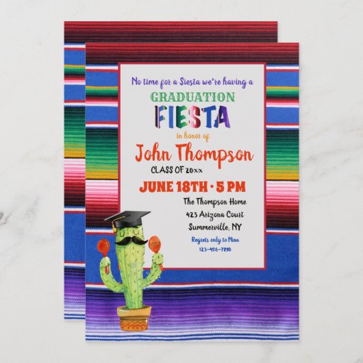 Afstuderen Fiesta met Pet uitnodiging (Voorkant / Achterkant)