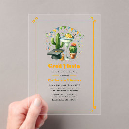 Afstuderen Fiesta Party Acryl Uitnodigingen