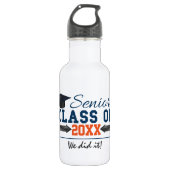 Afstuderen flesje Navy Blue Oranje Typography Waterfles (Voorkant)