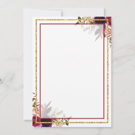 Afstuderen Floral Berry Rustic Gold Invitation Kaart (Achterkant)
