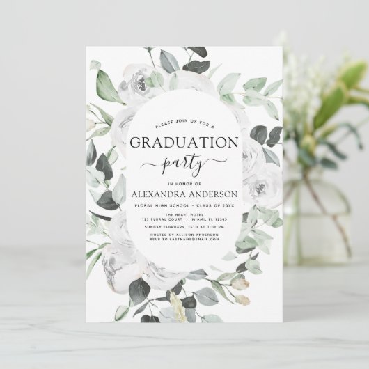 afstuderen Floral Eucalyptus Greenery 2023 Kaart (Staand voorkant)