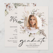 Afstuderen Floral Graduation Party Kaart (Voorkant / Achterkant)