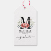 Afstuderen Floral Monogram Logo Cadeaulabel (Voorkant)