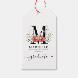 Afstuderen Floral Monogram Logo Cadeaulabel