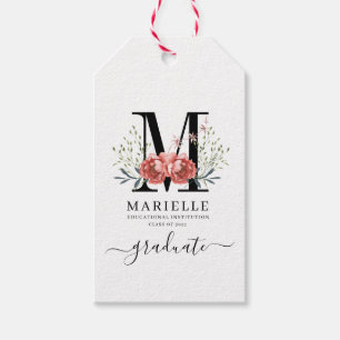 Afstuderen Floral Monogram Logo Cadeaulabel