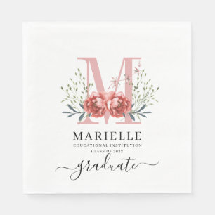 Afstuderen Floral Monogram Logo Servet
