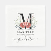Afstuderen Floral Monogram Logo Servet (Voorkant)
