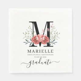 Afstuderen Floral Monogram Logo Servet