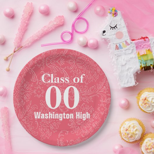 Afstuderen Floral Naam van schooljaar Alle kleuren Papieren Bordje (Feest)