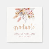 Afstuderen Floral Pampas grass Neutral Tones Paper Servet (Voorkant)