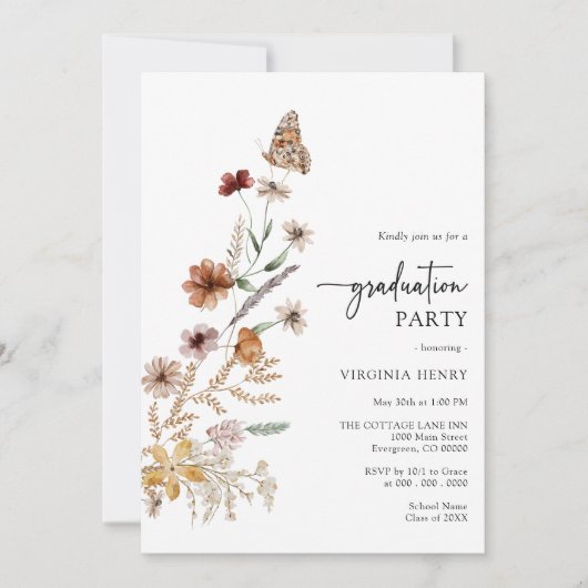 Afstuderen Floral Party Kaart (Voorkant)