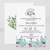 Afstuderen Floral Spring Invitation Feestdagenkaart (Voorkant / Achterkant)