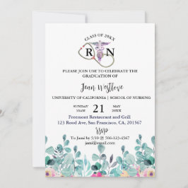 Afstuderen Floral Spring Invitation Feestdagenkaart