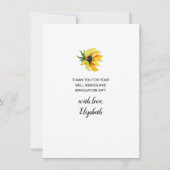 Afstuderen Floral Sunflower White script Dank u Bedankkaart (Achterkant)