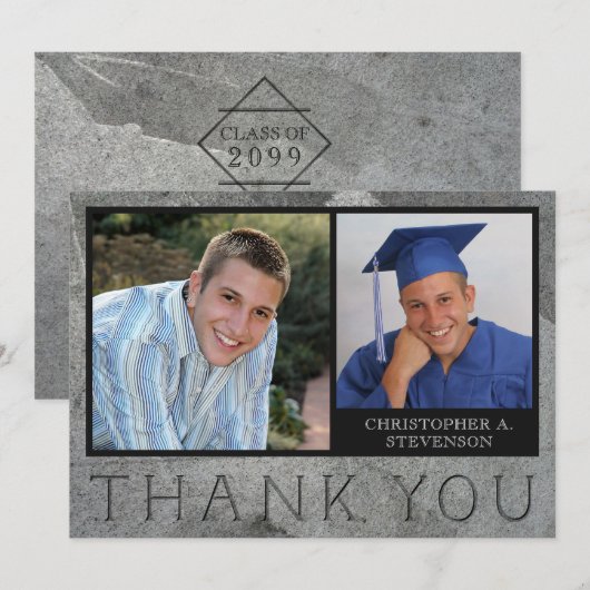 Afstuderen Formele gegraveerde Stone Foto Hartelij Bedankkaart (Voorkant / Achterkant)
