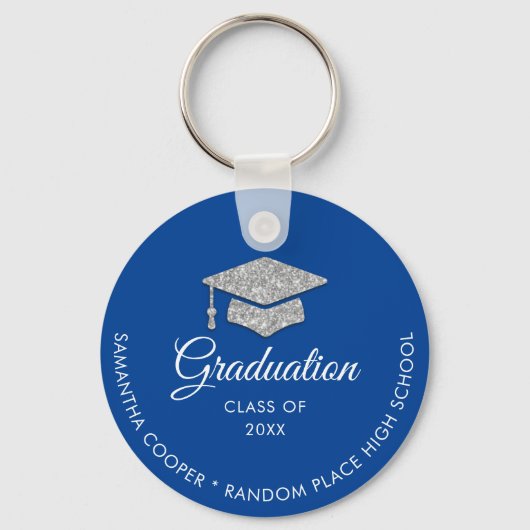 Afstuderen Foto 2024 Keepsake Blauw Sleutelhanger (Voorkant)