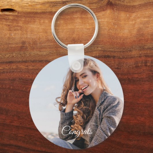 Afstuderen Foto 2024 Keepsake Blauw Sleutelhanger (Achterkant)