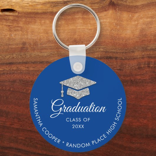 Afstuderen Foto 2024 Keepsake Blauw Sleutelhanger (Voorkant)