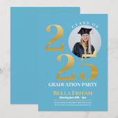 Afstuderen Foto 2025 Goud Blauw Kaart (Voorkant / Achterkant)