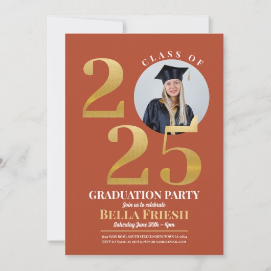 Afstuderen Foto 2025 Goud Sinaasappel Kaart (Voorkant)