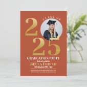 Afstuderen Foto 2025 Goud Sinaasappel Kaart (Staand voorkant)