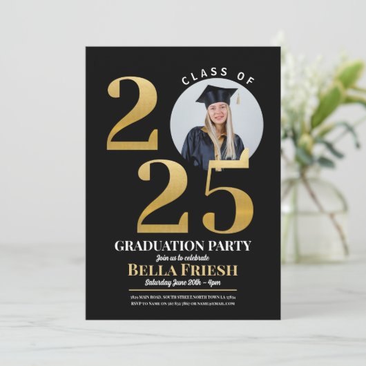 Afstuderen Foto 2025 Goud Zwart Kaart (Staand voorkant)