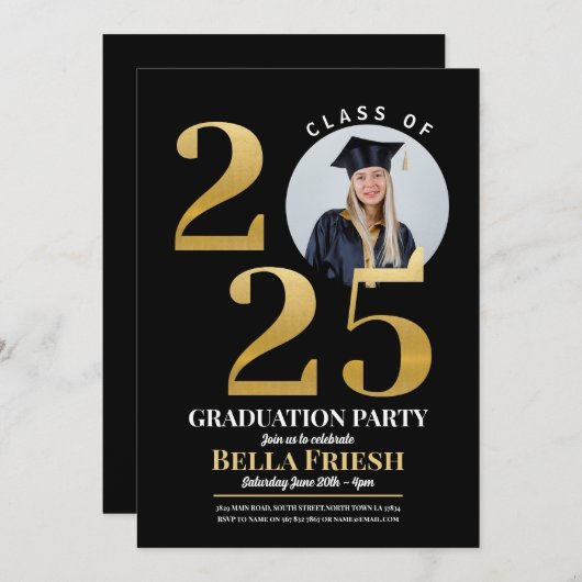 Afstuderen Foto 2025 Goud Zwart Kaart (Voorkant / Achterkant)