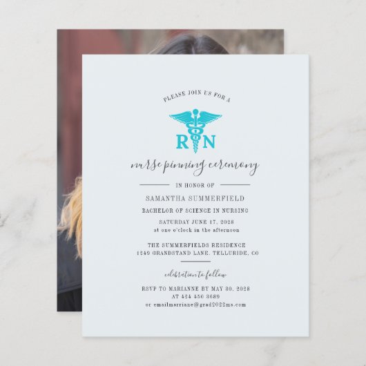 Afstuderen Foto 2025 Nurse Pinning Invitation (Voorkant / Achterkant)