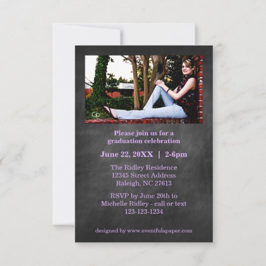 Afstuderen Foto - 3x5 Chalkboard Stripe Kaart (Achterkant)