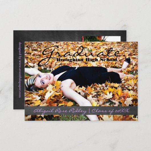 Afstuderen Foto - 3x5 Chalkboard Stripe Kaart (Voorkant / Achterkant)