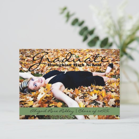 Afstuderen foto | 3x5 Groene streep Kaart (Staand voorkant)