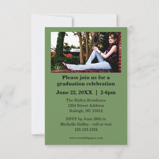 Afstuderen foto | 3x5 Groene streep Kaart (Achterkant)