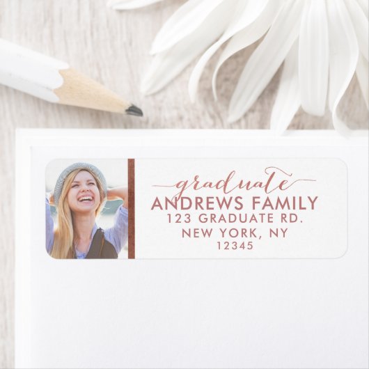 Afstuderen Foto Aangepast Roos Goud Etiket (Insitu)