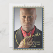 Afstuderen Foto Aankondiging Blauw en Goud (Voorkant)