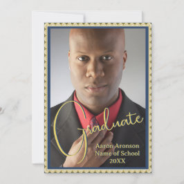 Afstuderen Foto Aankondiging Blauw en Goud