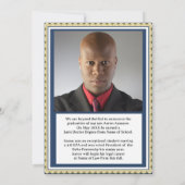 Afstuderen Foto Aankondiging Blauw en Goud (Achterkant)