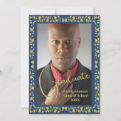 Afstuderen Foto Aankondiging Blauw en Gouden Ivy (Voorkant)